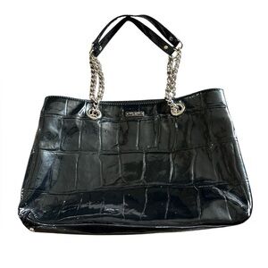 Kate Spade Knightsbridge black leather tote bag chain purse